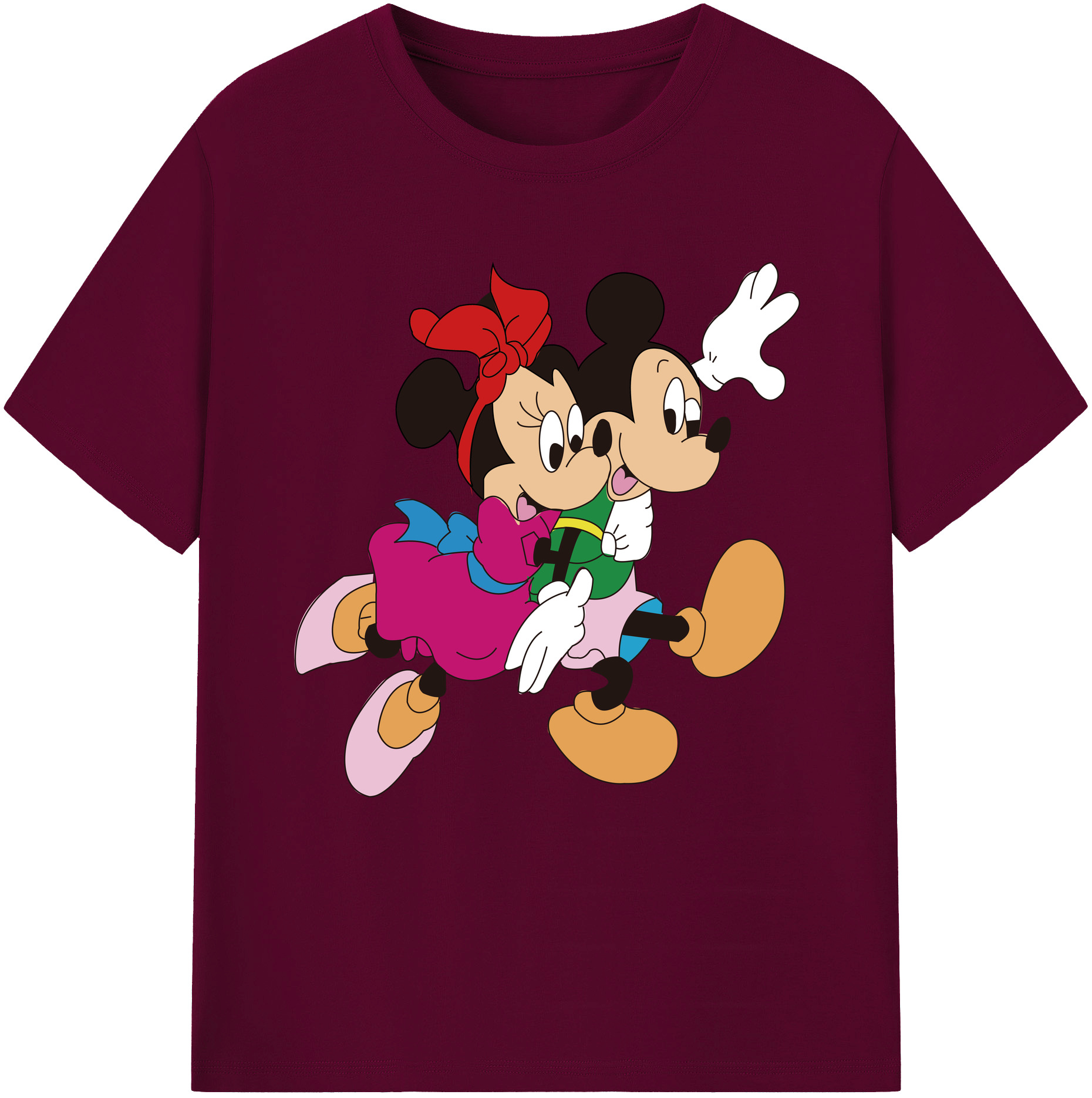 （画像用） ミッキーマウス Mickey Mouse レディースカジュアルプリントTシャツ（綿100％）